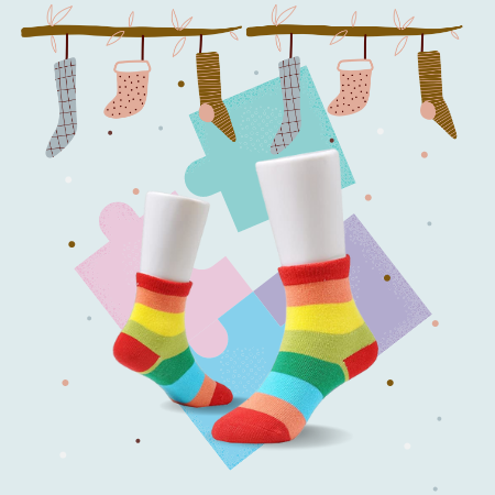Epeius Kids Girls' 5 Pack Seamless Rainbow Stripes Crew Socks