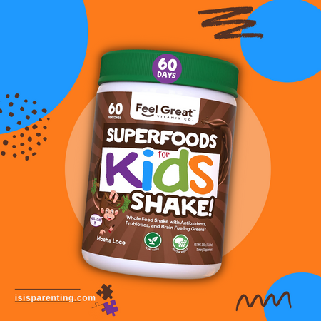 Kids Superfood Shake Mocha Greens Powder by Feel Great 365