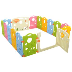 Ashtonbee Baby Playpen Activity Area Play Yard with Multicolor Indoor Safety Gates