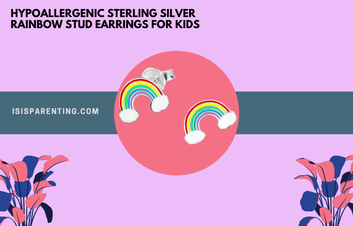 Hypoallergenic Sterling Silver Rainbow Stud Earrings for Kids