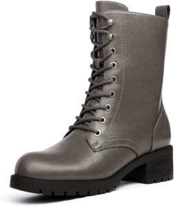 DREAM PAIRS Black Lace-up Combat Boots Mid-calf Military Winter Boot for Women
