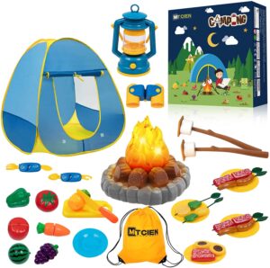 MITCIEN Kids Camping Play Tent with Toy Campfire