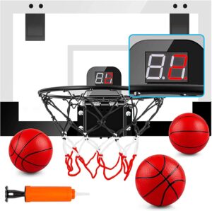 MejorChoy Indoor Mini Basketball Hoop Set for Kids for Door Wall Room with 3 Balls Electronic Scoreboard and Sounds