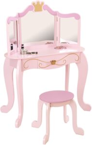 Wooden Princess Vanity & Stool Set With Mirror