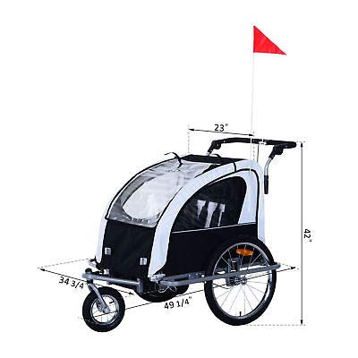 Canvoi Elite II Double Baby Bike Trailer Stroller Child Bicycle Kids Jogger Black