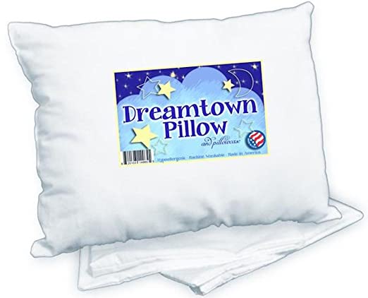 Dreamtown Kids Toddler Pillow with Pillowcase 14x19 White