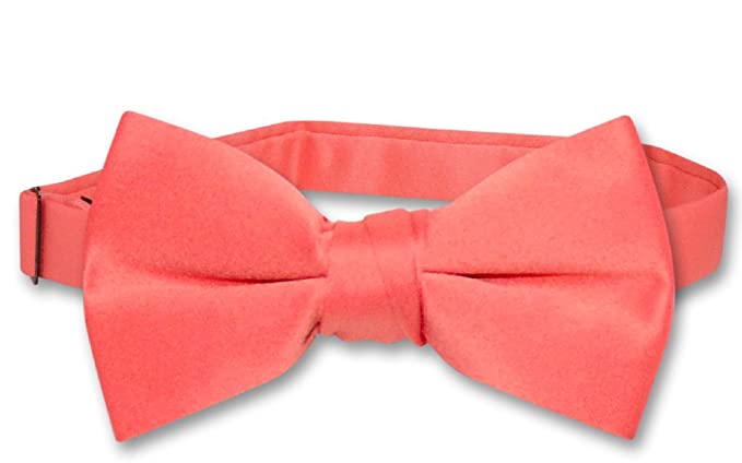 Vesuvio Napoli BOY'S BOWTIE Solid CORAL PINK Color Bow Tie