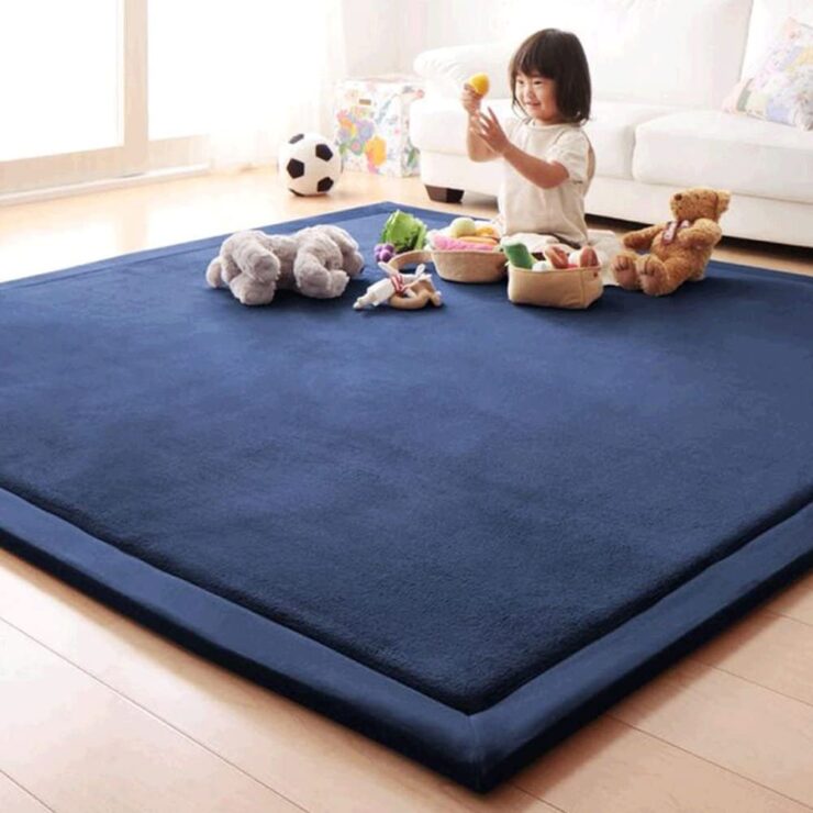 Baby Play Mat, Japanese Thicken Coral Velvet Carpet Children Crawling Mat Tatami Mat Living Room Bedroom Mat Area Rug