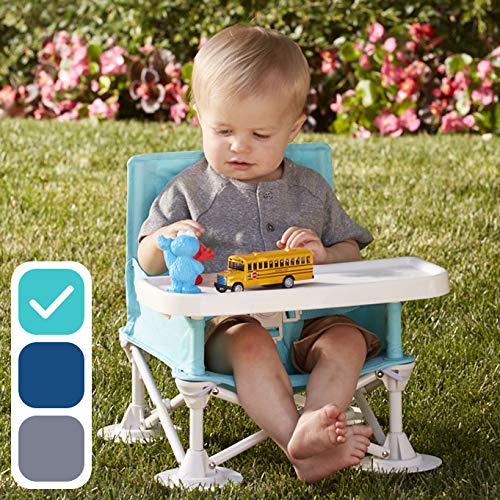 hiccapop Omniboost Travel Booster Seat with Tray for Baby | Folding Portable High Chair for Eating, Camping, Beach, Lawn, Grandma’s