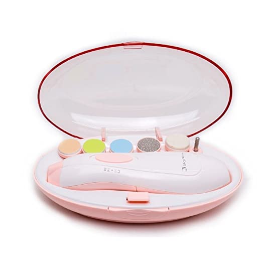 Baby Nail File Electric Baby Nail Trimmer - Jaybva Safe Baby Nail Clippers Cutter for Newborn Children Kids with 6 Cushions Pink