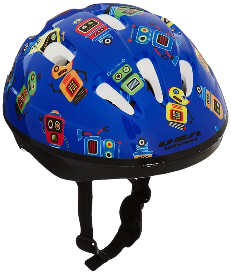 USA Helmet V-6 Toddler Bicycle Helmet, Blue with Robots