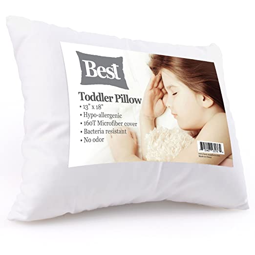 Best Toddler Pillow (INCREDIBY SOFT - 100% HYPOALLERGENIC) No Pillowcase Needed! Allergy Free - White Microfiber Finish 13x18