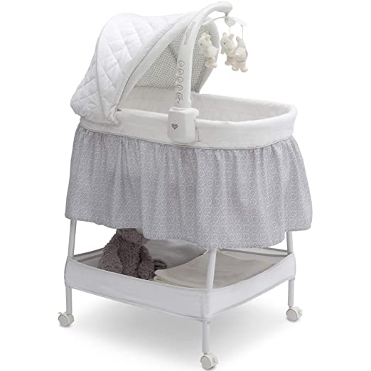 Delta Children Deluxe Gliding Bassinet, Silver Lining