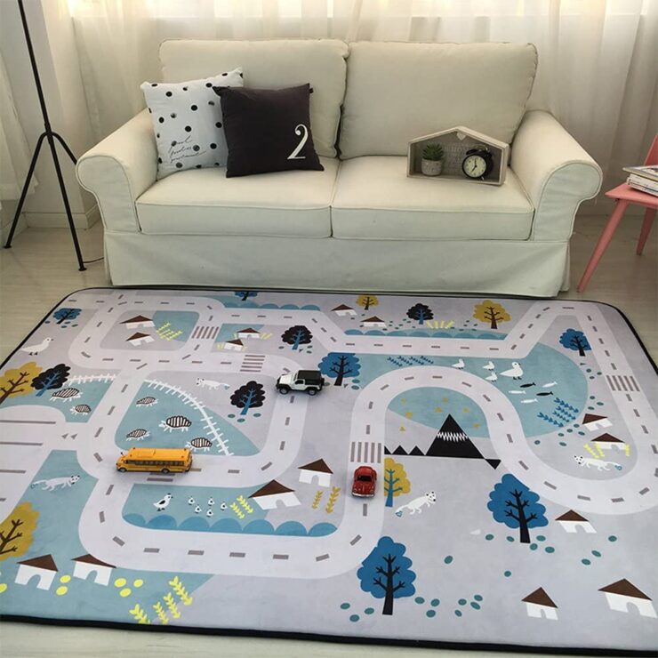 MAXYOYO Play Mat for Baby Grey Area Rug Foam Play Mat Living Room Floor Mats Baby Crawling Mats Climbing Pad Nursery Rug 