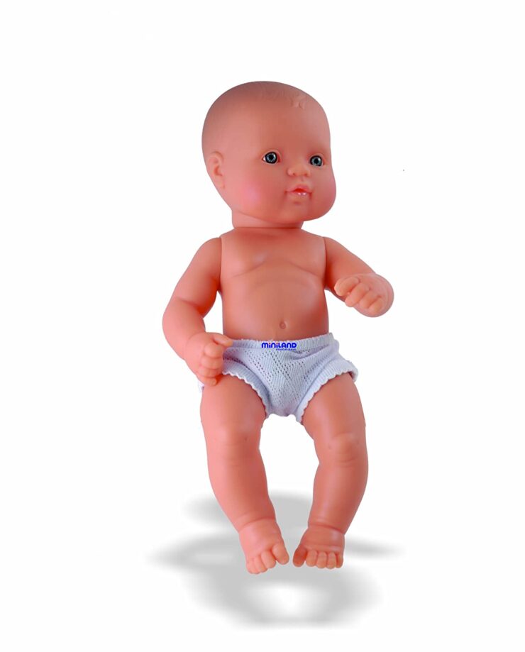 Miniland 12.63'' Anatomically Correct Newborn Baby Doll, Caucasian Boy