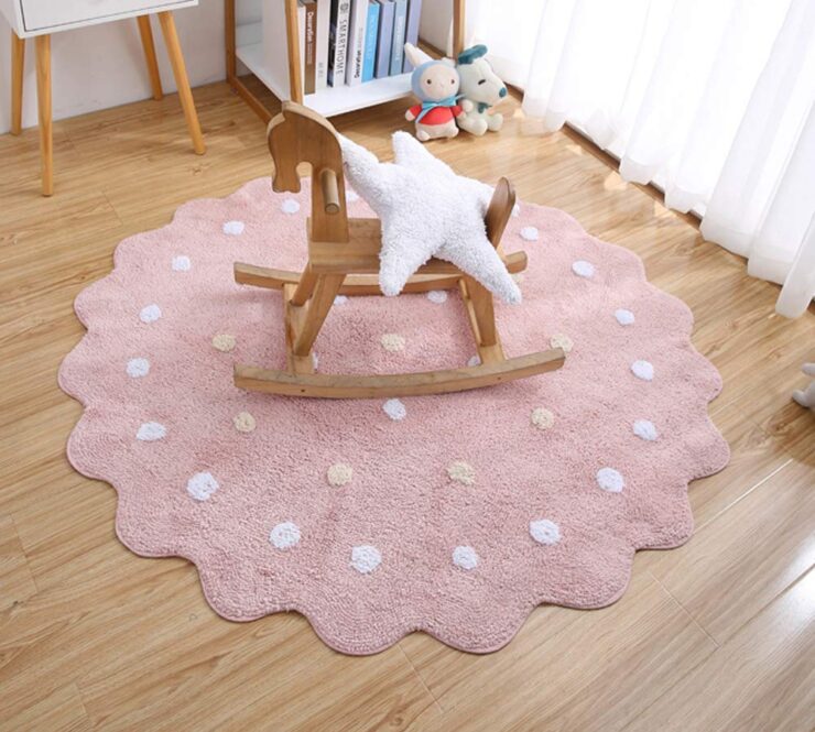 Playroom Round Polka Dot Rug for Kids