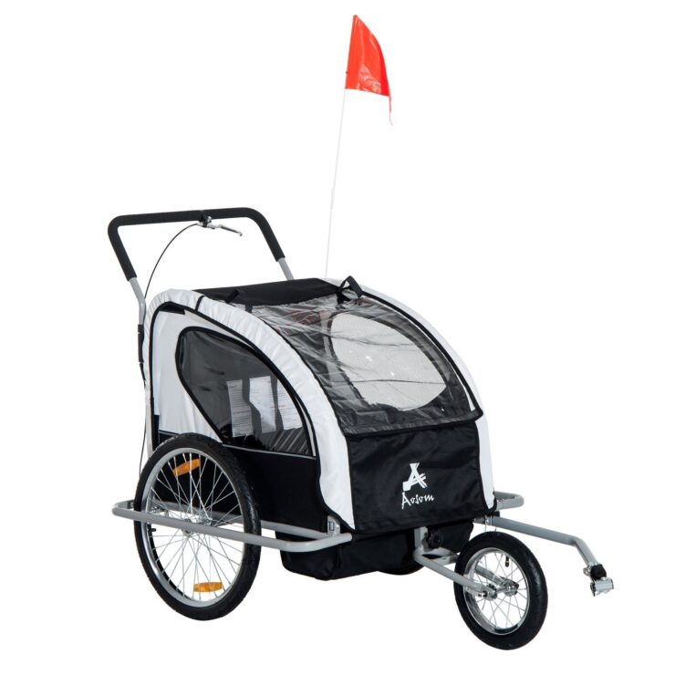 Kid Carrier for Bikes - Aosom Elite 2-in-1 Double Child Bike Trailer/Jogger