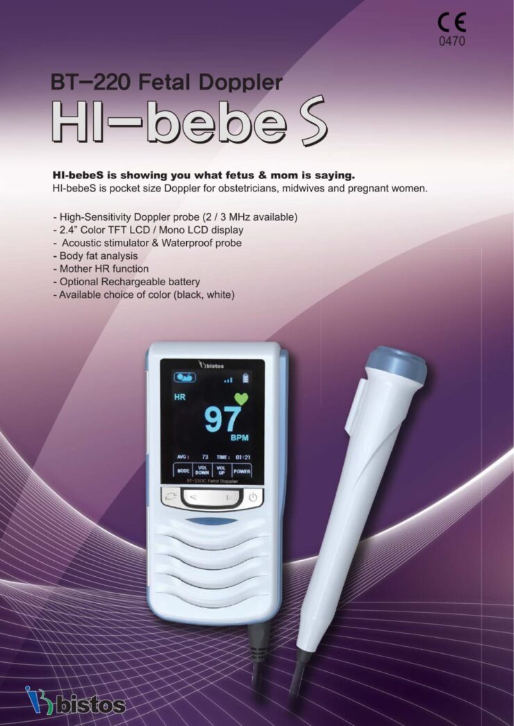 Bistos 220C3 Hibebe BT220 Color Fetal Doppler with 3 Mhz Probe