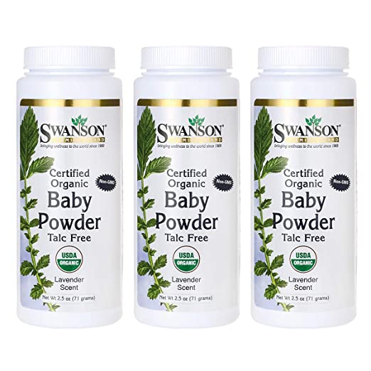 Swanson Certified Organic Baby Powder Talc-Free Lavender Scent
