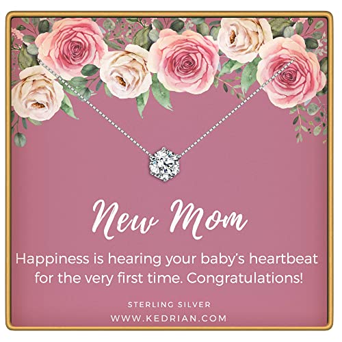 KEDRIAN New Mom Necklace, 925 Sterling Silver, New Mom Gifts, Pregnant Mom Gifts, Gifts for New Moms, Mom to Be Gifts, New Mom Gifts Ideas, Pendant Gifts for Expecting Mothers, New Mom Gift Jewelry