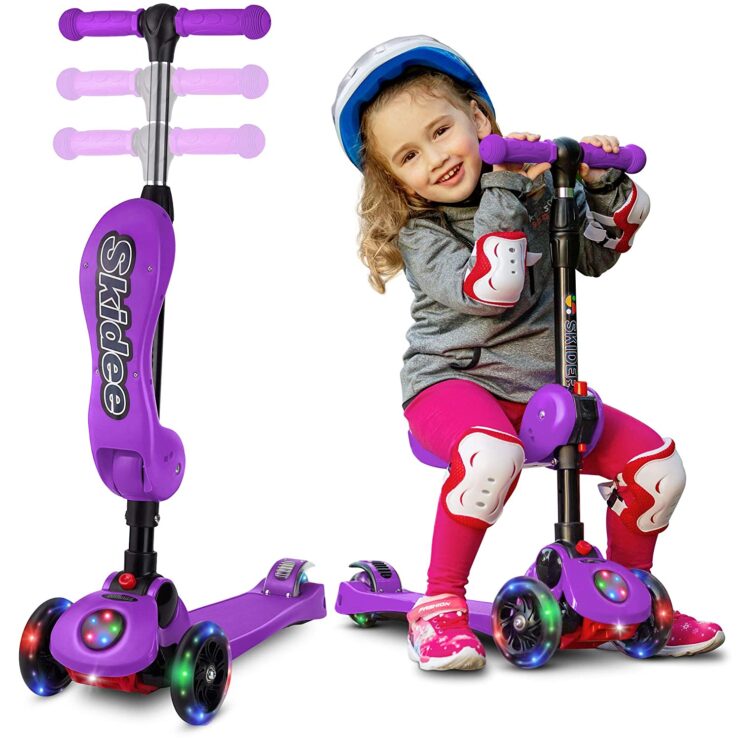 2-in-1 Scooter for Kids with Folding Removable Seat Zero Assembling