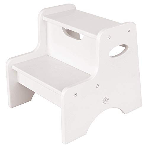 KidKraft Wooden Two Step Children's Stool with Handles- White