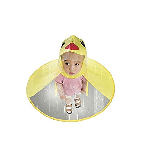 Portable Reusable Raincoats,Children's Duck Raincoat UFO Raincoat Children Umbrella Cartoon Cloak Hooded Raincoat for Boys Girls (Small)