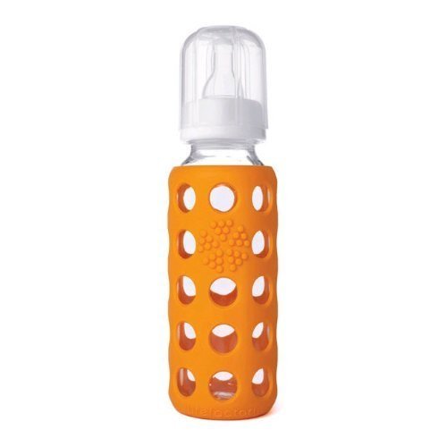 Lifefactory Glass Baby Bottle w/ Silicone Sleeve :: Orange 9oz.