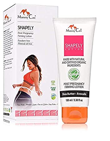 Mommy Care Shapely Post Pregnancy Firming Lotion 100 ml / 3.38 fl oz Postpartum Belly Firming Cream Tummy Tightening for After Pregnancy Certified Organic All Natural Stretch Mark Remover for Mom