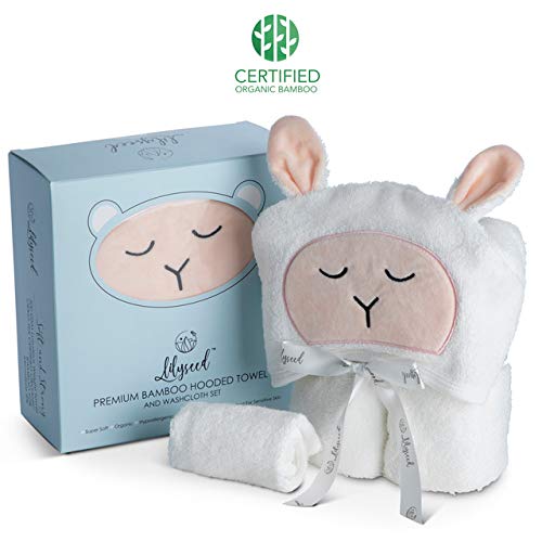 Premium Organic Hooded Baby Towel and Washcloth Gift Set