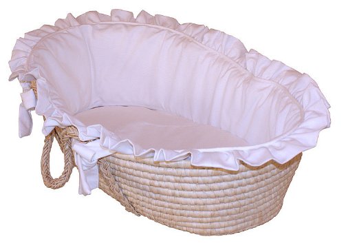 Hoohobbers Moses Basket, White Pique