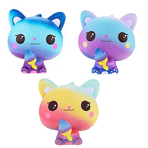 3pcs Slow Rising Ice Cream Cat Jumbo Squishies Scented Stress Relief Kids Toy Kawaii Animal Toy