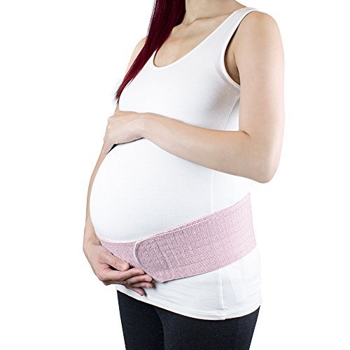 Bracoo Maternity Belt - Adjustable Belly Band for Pregnancy - Relieve Tired Muscles, Support for Prenatal and Postpartum Comfort, MS61, Pink, One Size