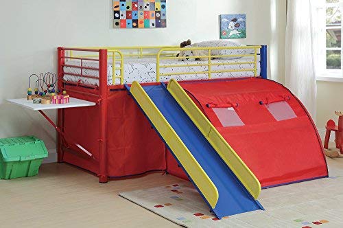 Oates Lofted Bed with Slide and Tent Multi-color
