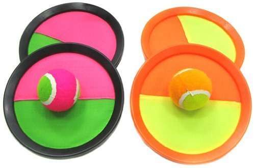 YMCtoys 2032 Catch Ball Paddle Game Set 2-Pack (Ball Sticks to Paddle)
