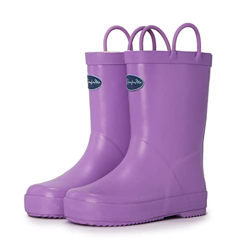 KomForme Kids Rain Boots, Waterproof Rubber Matte Boots with Reflective Stripes and Easy-on Handles