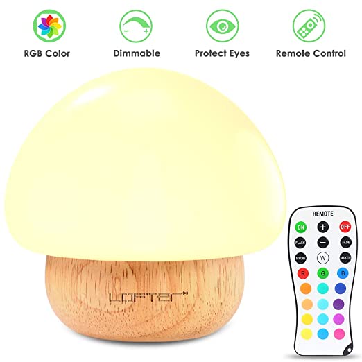 Baby Night Light, Mushroom Kids Child Night Lights with 16 Colors, Low-wattage, Adjustable Brightness, 4 Lighting Modes Bedside Soft Eye Caring LED Nursery Lamp for Feeding, Nursing, Changing Diaper