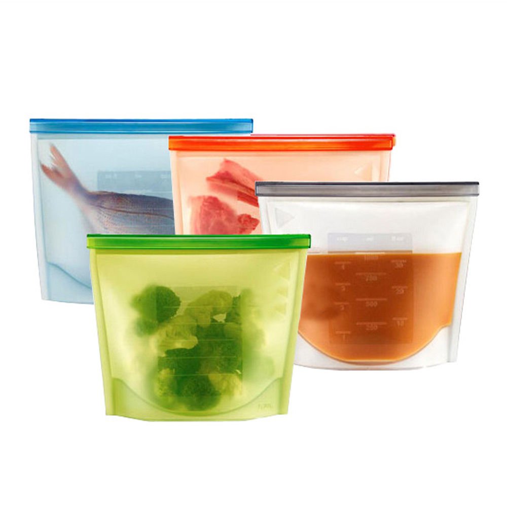 Reusable Silicone Food Bag Freezer Safe Kitchen Storage Bag Food Container Reusable Food Storage Cooking Airtight Snack Bag