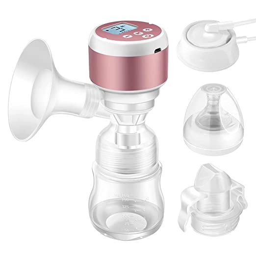 Portable Electric Breast Pump - Dual Use Battery Baby Milk Pump Rechargeable Single Breastfeeding Pump with Adjustable Massage & Suction Level and Backflow Protector