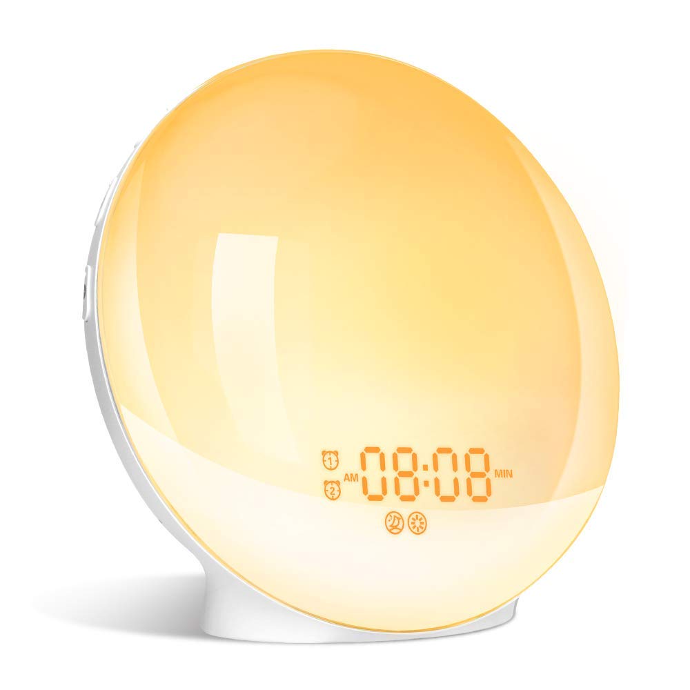 Wake- Up Light, LBell Alarm Clock 8 Colored Sunrise Simulation & Sleep Aid Feature, Dual Alarm Clock with FM Radio, 7 Natural Sound and Snooze for Kids Adults Bedrooms (LB01-Sunrise Alarm Clock)