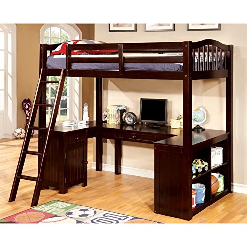 Furniture of America Franklyn Twin Loft Bed with Desk in Espresso