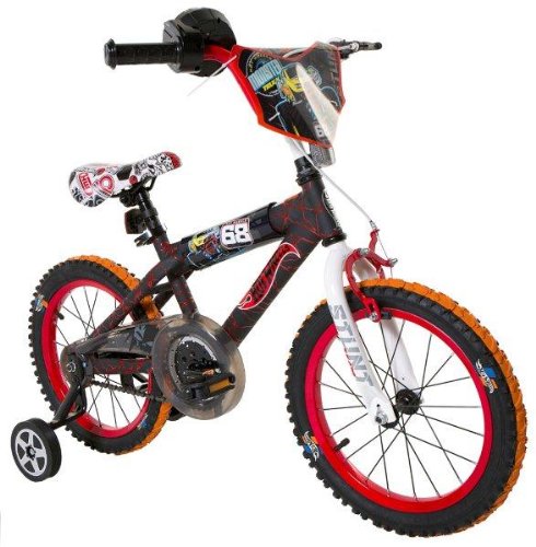 Hot Wheels Dynacraft Boys BMX Street/Dirt Bike with Hand Brake 16"" Black/Red/Orange