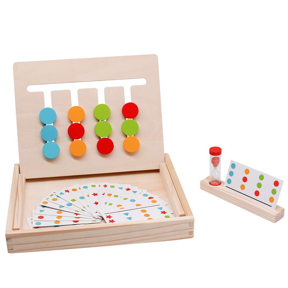 Montessori Toys Logic Games Slide Puzzle Board Matching Maze Wooden Preschool Learning Early Education Shape Color Sorting Recognition Gift