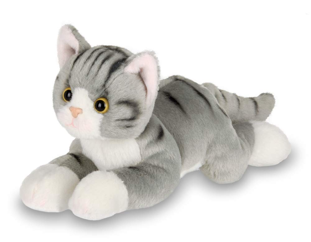 Bearington Lil' Socks Small Plush Stuffed Animal Gray Striped Tabby Cat, Kitten 8 inches