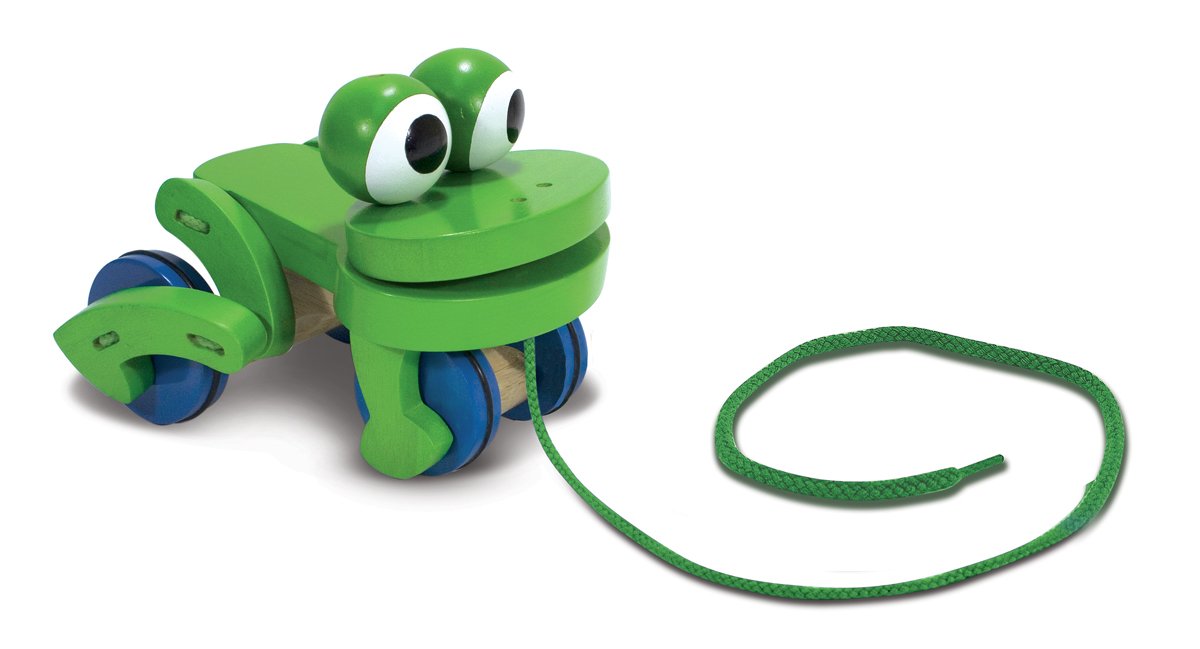 Melissa & Doug Deluxe Frolicking Frog Wooden Pull Toy