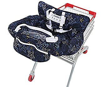 UNKU Multifunctional Shopping Cart Seat Cover, 2-in-1 High Chair Cover for Baby and Infant,Starnight Black