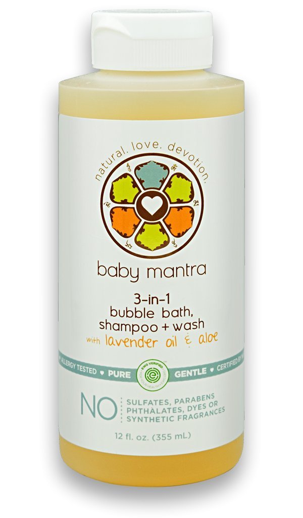 Baby Mantra 3-in-1 Bubble Bath, Shampoo and Body Wash made with Natural, Hypoallergenic, & EWG Verified Ingredients for Infants