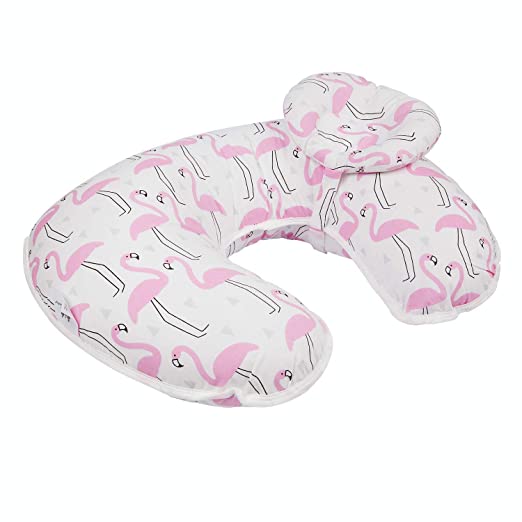 Baby Breastfeeding Nursing Pillow and Positioner,Machine Washable U Shape Nursing and Infant Support Pillow Bonus Head Positioner(Flamingo)