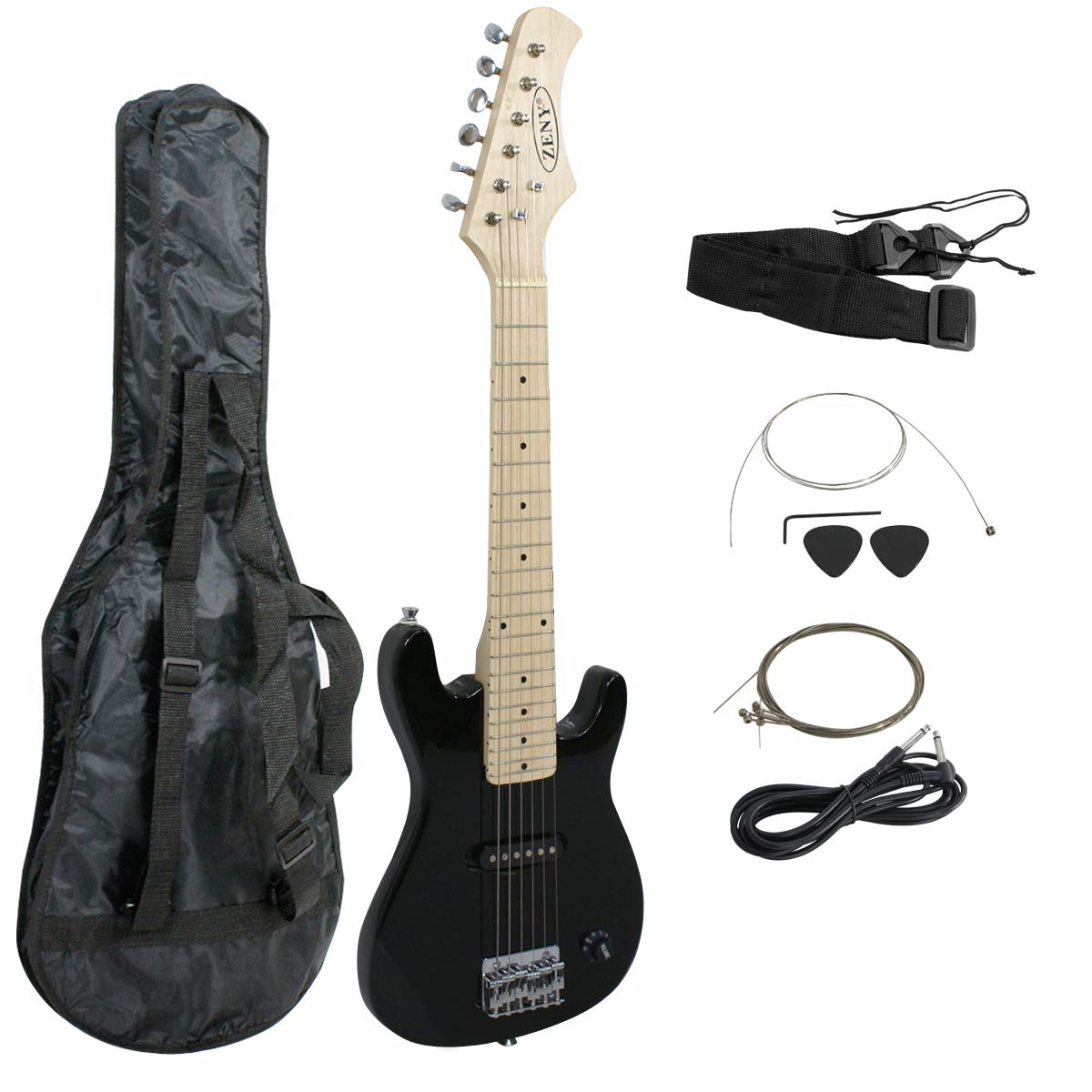 ZENY 30'' Electric Guitar Set Beginner Kits for Kids with Gig Bag,Cable,Strap (Black)