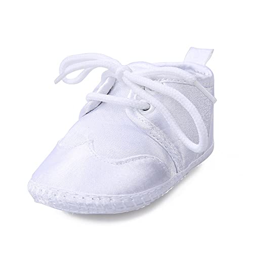 OOSAKU Baby Boys White Lace up Christening Baptism Dress Shoes